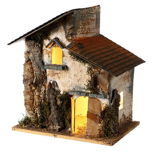 Casa stuccata a mano 35x30x20 cm 10 cm Moranduzzo sughero 2