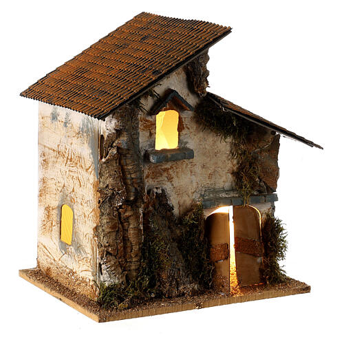 Casa stuccata a mano 35x30x20 cm 10 cm Moranduzzo sughero 3