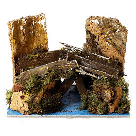 Bridge in wood and cork 10x15x10 cm for 4 cm nativity