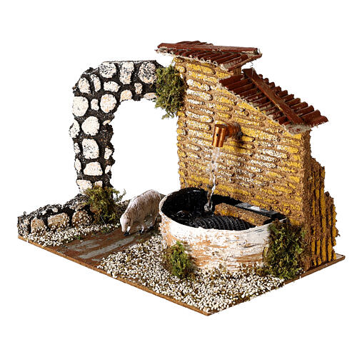 Nativity fountain with sheep 12 cm cork 15x20x15 2