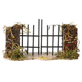 Portão 2 portas cortiça 10x15x5 cm para presépio com figuras de 10 cm