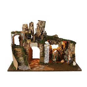 Borgo presepe Natività 16 cm sughero 50x75x40 cm