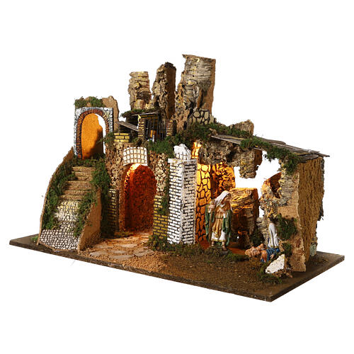 Osada scena Bożego Narodzenia 16 cm, korek, 50x75x40 cm 3