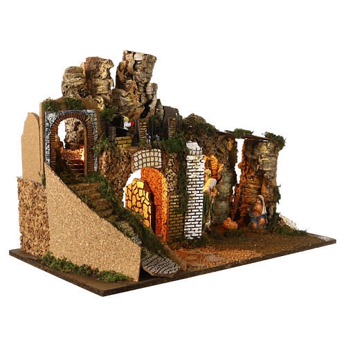Osada scena Bożego Narodzenia 16 cm, korek, 50x75x40 cm 5