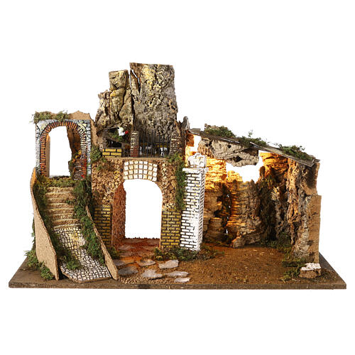 Osada scena Bożego Narodzenia 16 cm, korek, 50x75x40 cm 6