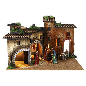 Borgo con forno 40x60x50 cm presepe Moranduzzo 12 cm