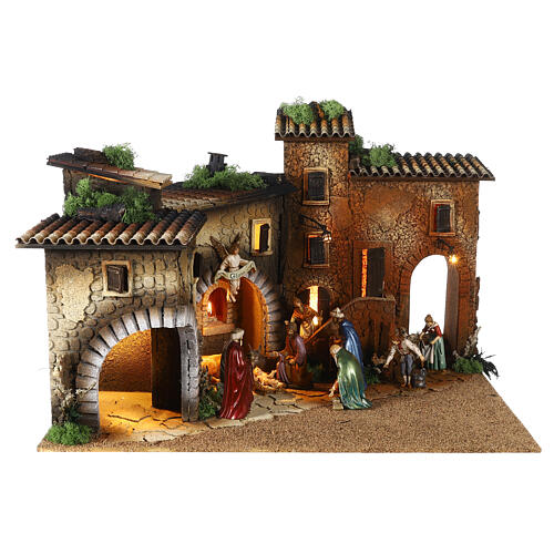 Borgo con forno 40x60x50 cm presepe Moranduzzo 12 cm 1