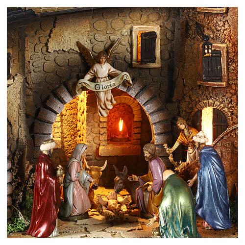 Borgo con forno 40x60x50 cm presepe Moranduzzo 12 cm 2