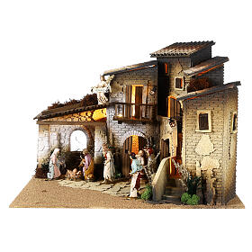 Village with stable 45x60x50 cm for 12 cm Moranduzzo Nativity Scene