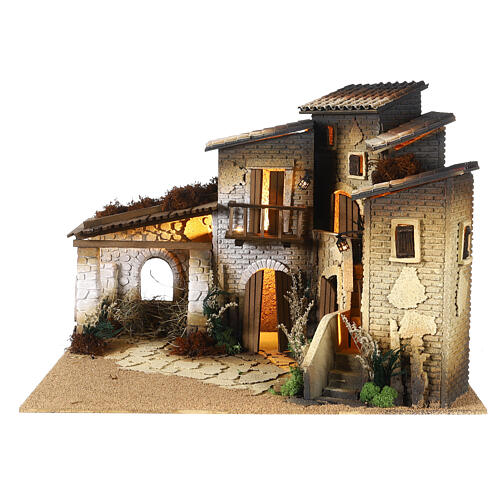 Village with stable 45x60x50 cm for 12 cm Moranduzzo Nativity Scene 11