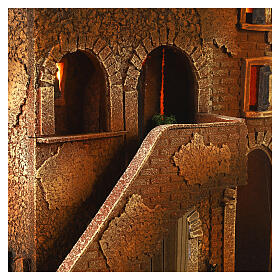 Casa doppia con scala e luci 40x35x25 cm presepi 10-12 cm