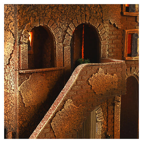 Double house with ladder and lights 40x35x25 cm, nativity 10-12 cm 2