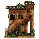 Double house with ladder and lights 40x35x25 cm, nativity 10-12 cm s1