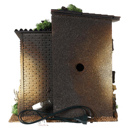 Casa de dois andares 35x35x25 cm iluminada para presépios com figuras de 10-12 cm 7