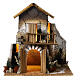 Casa con balcone e luci presepe 10-12 cm 35x35x25 cm s1