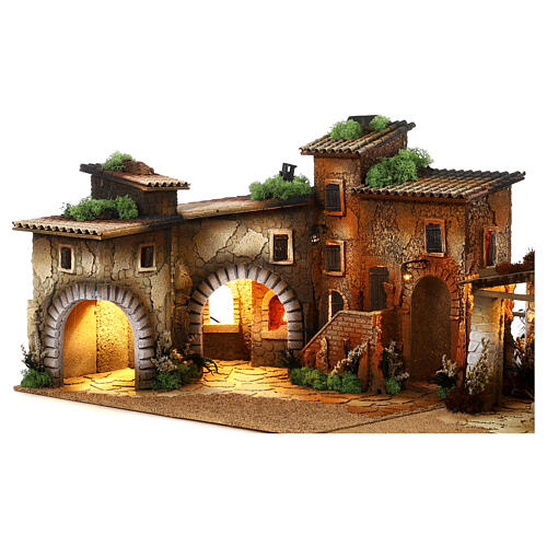 Village modulaire avec four et étable 45x120x50 cm crèche Moranduzzo 12 cm 8