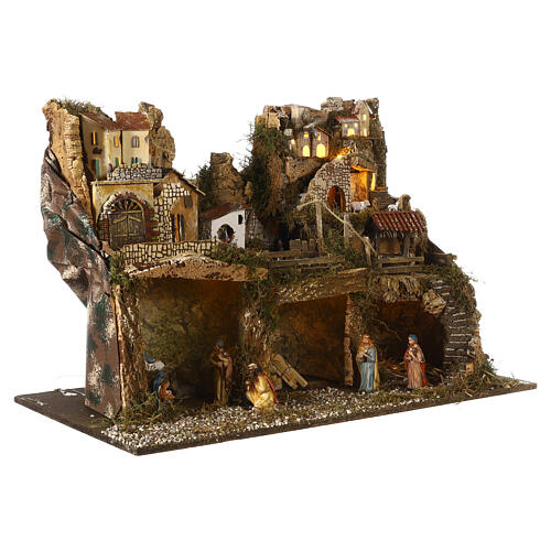 Village with animals, well and lights 45x75x40 cm for 10 cm Nativity Scene 5