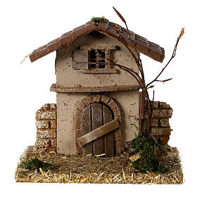Maisonnette rustique de campagne 15x15x15 cm crèche 6 cm