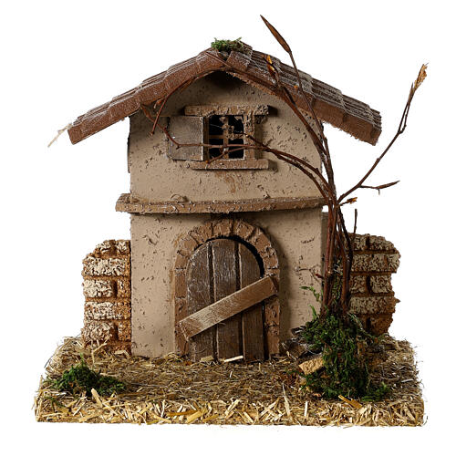 Maisonnette rustique de campagne 15x15x15 cm crèche 6 cm 1