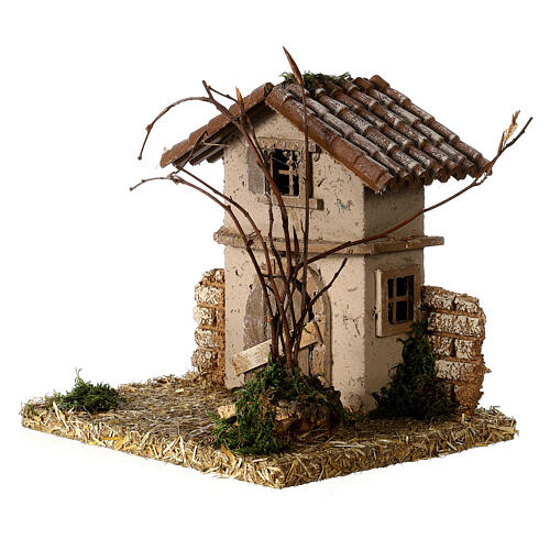 Maisonnette rustique de campagne 15x15x15 cm crèche 6 cm 2