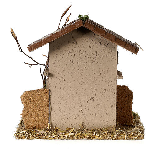 Maisonnette rustique de campagne 15x15x15 cm crèche 6 cm 5