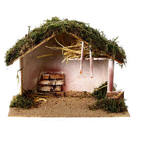 Stable with hayloft 20x25x15 cm for 8 cm Nativity Scene