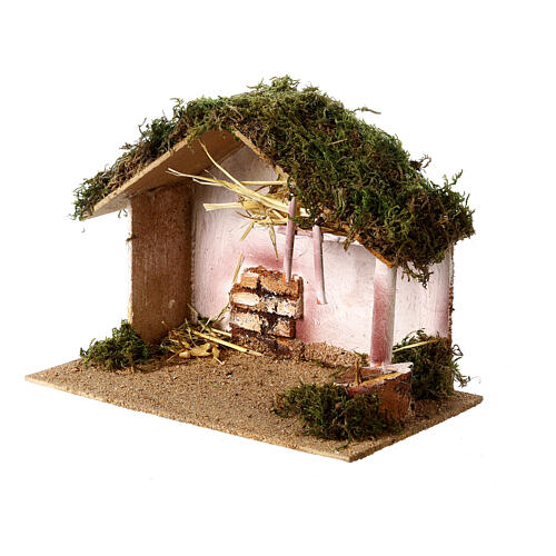 Cabane avec fenil 20x25x15 cm pour crèche de 8 cm 2