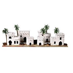 Set 5 weiße arabische Krippenhäuser 10x10x5 cm Krippe, 10 -12 cm