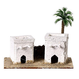 Set of 5 white Arabic houses 10x10x5 cm for 10-12 cm Nativity Scene