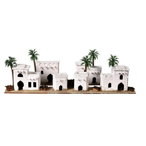 Set of 5 white Arabic houses 10x10x5 cm for 10-12 cm Nativity Scene 1