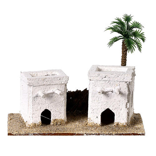 Set of 5 white Arabic houses 10x10x5 cm for 10-12 cm Nativity Scene 2
