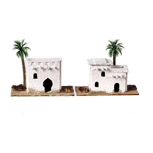 Set of 5 white Arabic houses 10x10x5 cm for 10-12 cm Nativity Scene 4