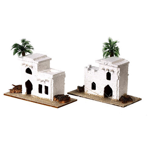 Set of 5 white Arabic houses 10x10x5 cm for 10-12 cm Nativity Scene 5