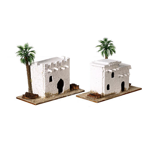 Set of 5 white Arabic houses 10x10x5 cm for 10-12 cm Nativity Scene 6