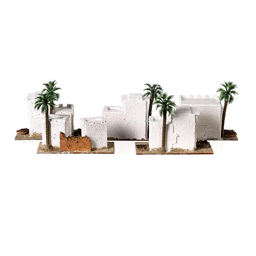 Set of 5 white Arabic houses 10x10x5 cm for 10-12 cm Nativity Scene 7