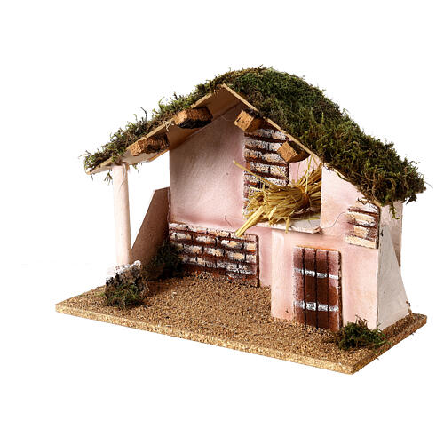 Nativity Stable with moss 30x35x20 cm nativity 12 cm 2