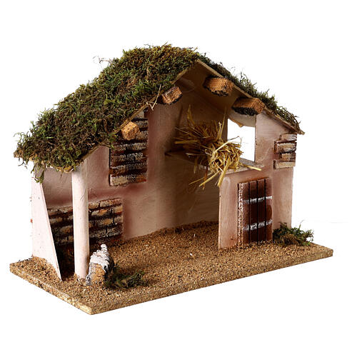 Nativity Stable with moss 30x35x20 cm nativity 12 cm 3