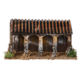 Porch for 4 cm Moranduzzo Nativity Scene, wood and cork, 10x15x5 cm