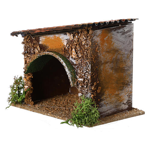 Stable for 4 cm Moranduzzo Nativity Scene, wood and cork, 10x10x10 cm 2