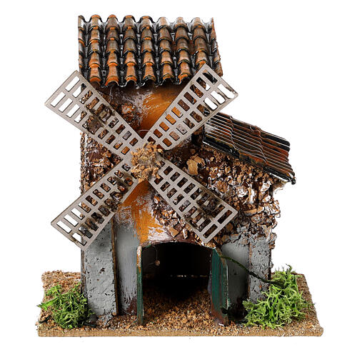 Molino de viento Moranduzzo 10x10x10 cm cartón y corcho belén 4 cm 1