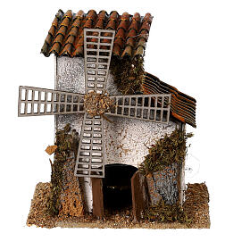 Cardboard windmill of 10x10x10 cm, Moranduzzo Nativity Scene with 4 cm characters