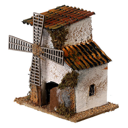 Cardboard windmill of 10x10x10 cm, Moranduzzo Nativity Scene with 4 cm characters 2