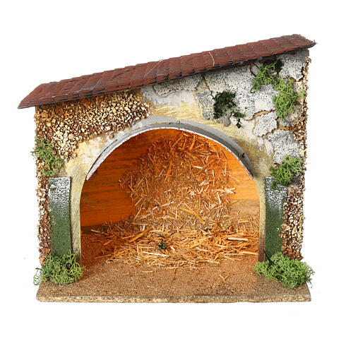 Illuminated stable, 25x30x20 cm, cardboard, Moranduzzo Nativity Scene with 10 cm characters 1