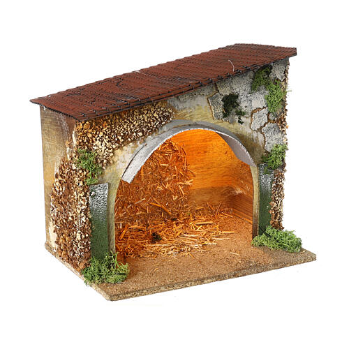 Capanna illuminata Moranduzzo 25x30x20 cm cartone presepe 10 cm 3