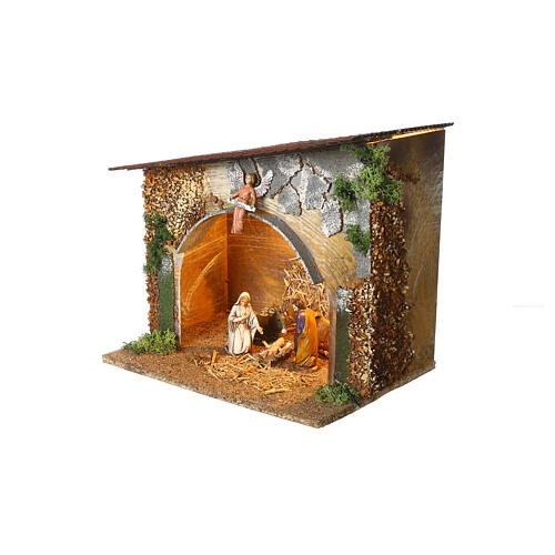 Cabane Nativité Moranduzzo 25x30x20 cm avec lumière santons 10 cm 3