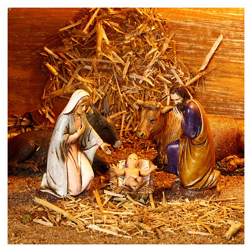 Capanna Natività Moranduzzo 25x30x20 cm con luce figure 10 cm 2