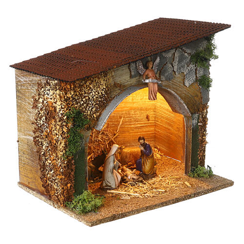 Capanna Natività Moranduzzo 25x30x20 cm con luce figure 10 cm 4