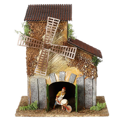 Animated mill with miller 35x30x20 cm for 10 cm Moranduzzo Nativity Scene 1