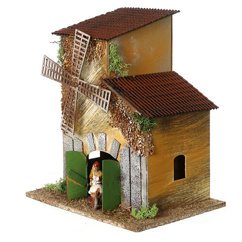 Animated mill with miller 35x30x20 cm for 10 cm Moranduzzo Nativity Scene 2