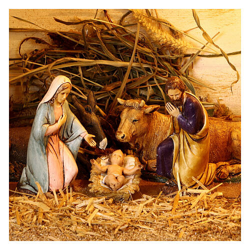 Capanna bianca illuminata Natività 25x30x20 cm Moranduzzo figure 10 cm 2
